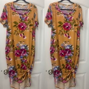 XL PLUS SIZE fall maxi dress flowey floral mustard
